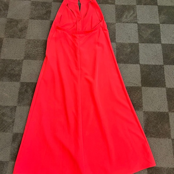 Tuckernuck Coral-Red Halter Midi Dress with Gold Buttons - Picture 3 of 5